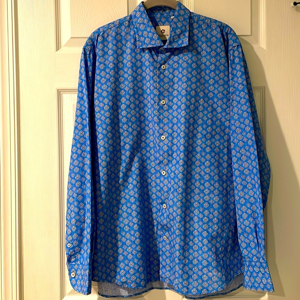 Altemflower Men’s Blue Patterned Long Sleeve Button Up Shirt Size XL